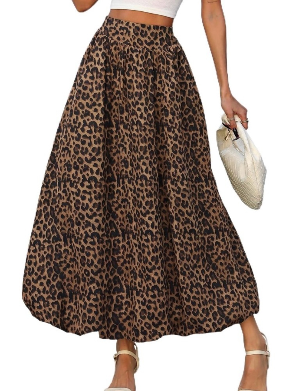 Elleven Leopard Print Maxi Skirt - Brown